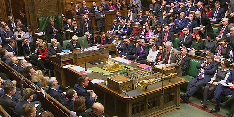 La House of Commons, il 2 dicembre 2015 (Parliamentary Recording Unit via AP Video)