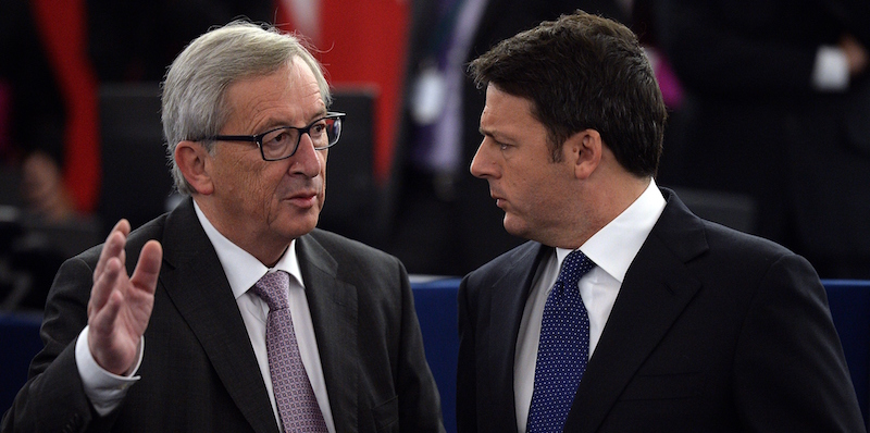 Matteo Renzi e Jean-Claude Juncker. (PATRICK HERTZOG/AFP/Getty Images)