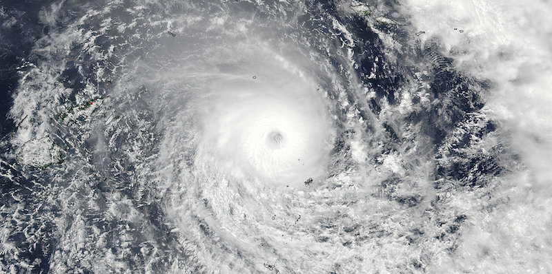 Una foto del ciclone Winston scattata da un satellite della NASA il 19 febbraio (NASA Goddard Rapid Response/NOAA via AP)