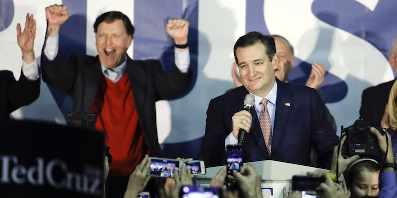 Ted Cruz dopo la vittoria. (AP Photo/Chris Carlson)