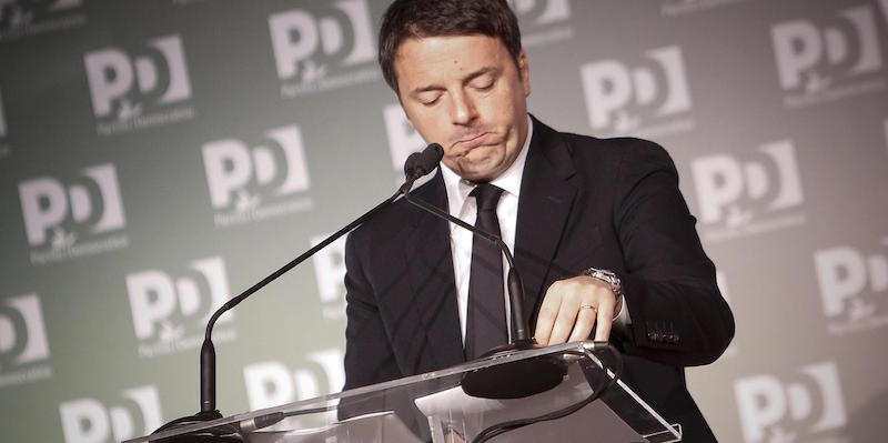 Matteo Renzi durante l'Assemblea Nazionale del Partito Democratico, Roma, 21 Febbraio 2016. ANSA/GIUSEPPE LAMI