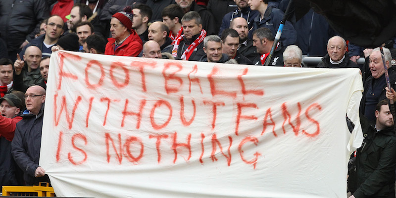 Uno striscione dei tifosi del Liverpool (LINDSEY PARNABY/AFP/Getty Images)