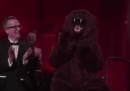 L'orso di Revenant tra il pubblico degli Oscar