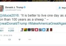 Donald Trump è cascato nella trappola di un account parodia che lo paragona a Benito Mussolini