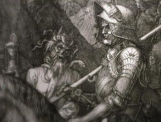 il cavaliere, la morte e il diavolo (durer, dettaglio)