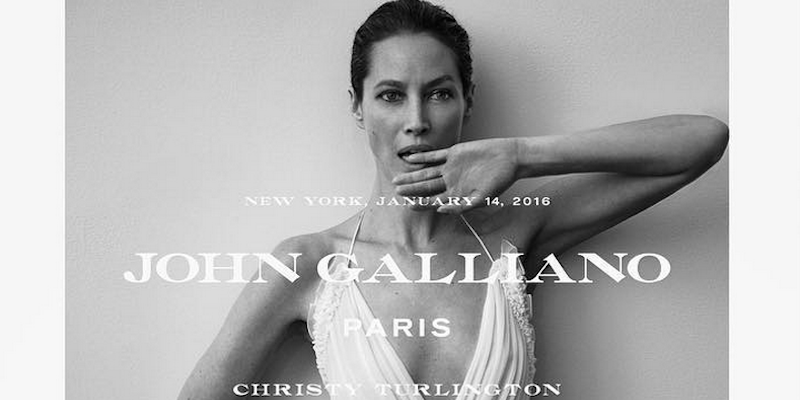 Christy Turlington nella campagna pubblicitaria per la primavera/estate 2016 della casa di moda John Galliano (Inez van Lamsweerde e Vinoodh Matadin per John Galliano)