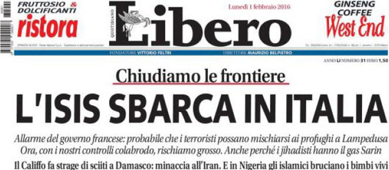 Le prime pagine di lunedì 1 febbraio 2016