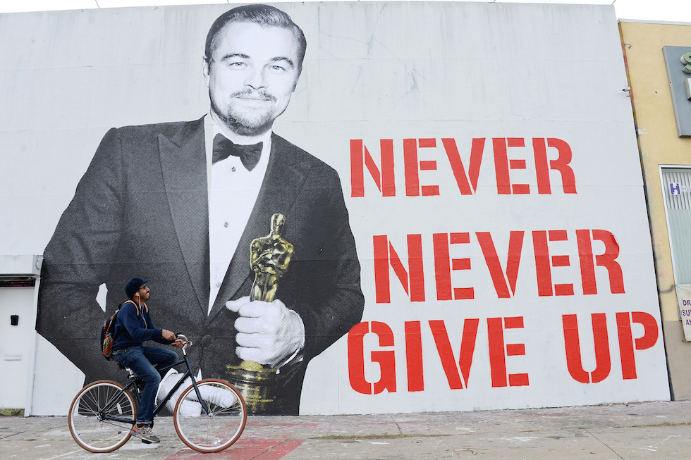 LOS ANGELES, CA - MARCH 03: Leonardo DiCaprio Oscar street art mural on March 3, 2016 in Los Angeles, California. (Photo by Matt Winkelmeyer/Getty Images)