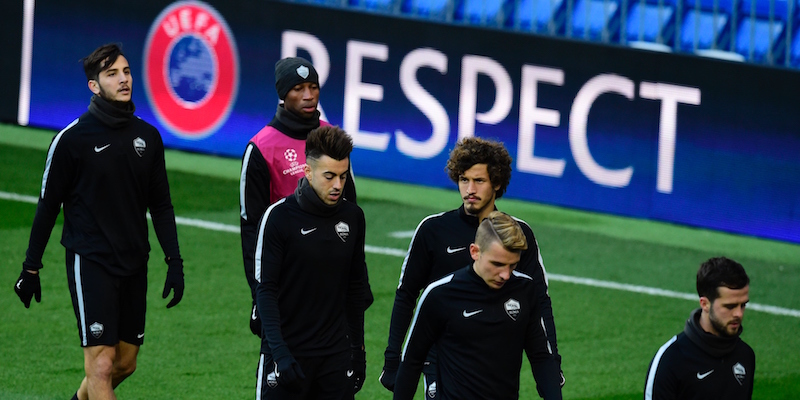 I giocatori della Roma al Bernabeu (JAVIER SORIANO/AFP/Getty Images)