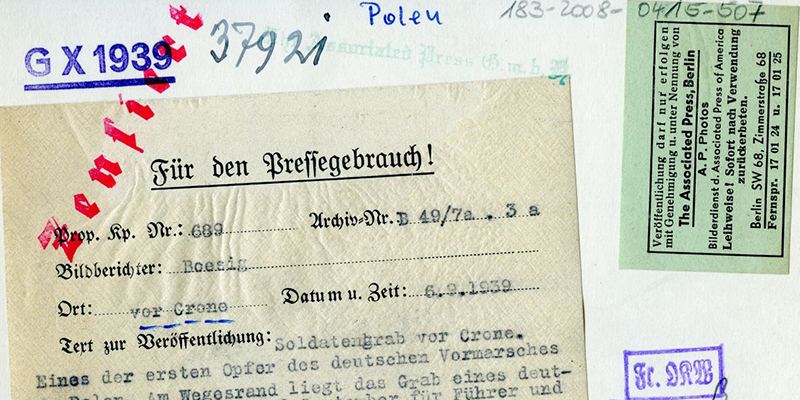 Un documento del ministero della propaganda nazista del settembre 1939 consegnato ad AP per la distribuzione (Archivi federali tedeschi)
