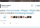 Enrico Letta non crede alla versione egiziana sulla morte di Regeni