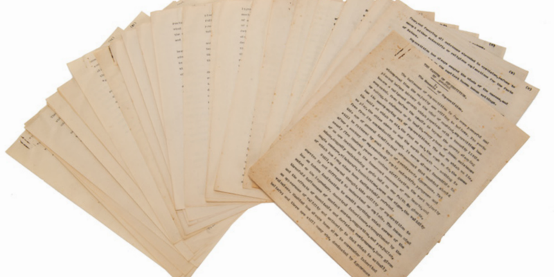 Il manoscritto del saggio sulla superstizione commissionato a H.P. Lovecraft dall'illusionista Harry Houdini (Potter &amp; Potter Auctions)