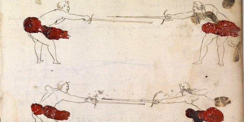 Un manoscritto medievale: le gocce di cera nascondono la nudità dei soldati 
(medievalbooks)