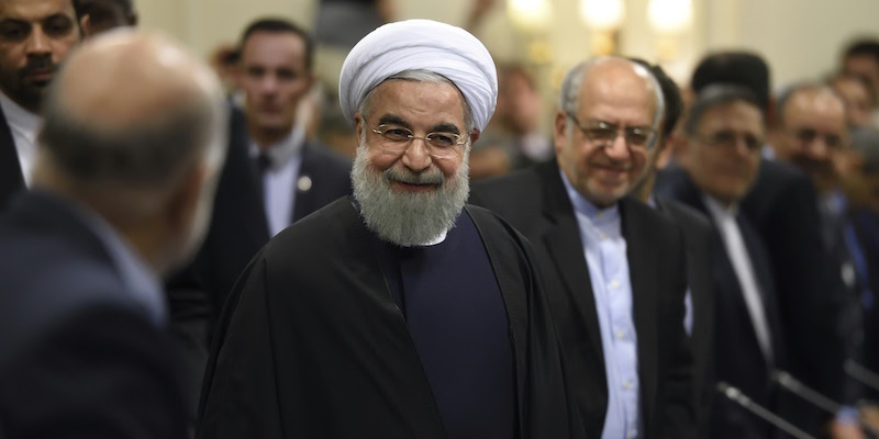 Il presidente iraniano Hassan Rouhani a Parigi, il 27 gennaio 2016 (ERIC FEFERBERG/AFP/Getty Images)