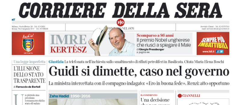 Le prime pagine di venerdì 1 aprile 2016