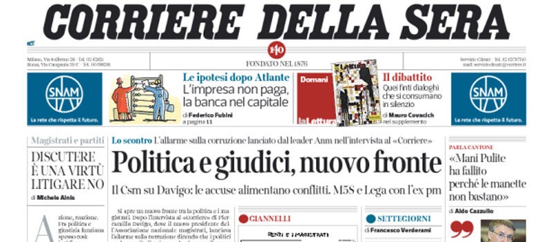 Le prime pagine di sabato 23 aprile 2016