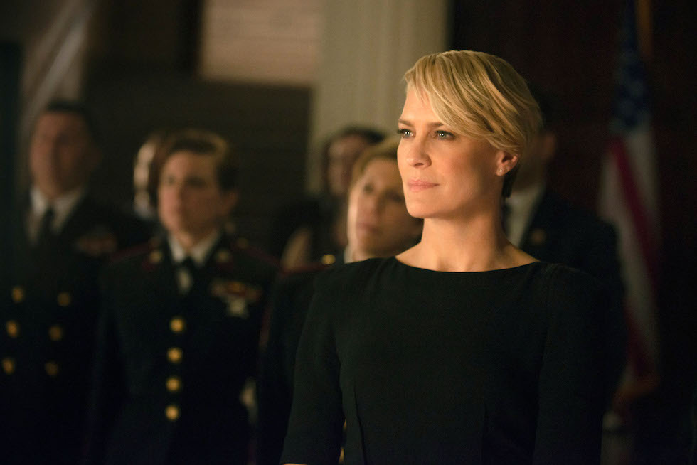 Robin Wright nei panni di Clair Underwood in House of Cards

(AP Photo/Netflix, Nathaniel E. Bell)