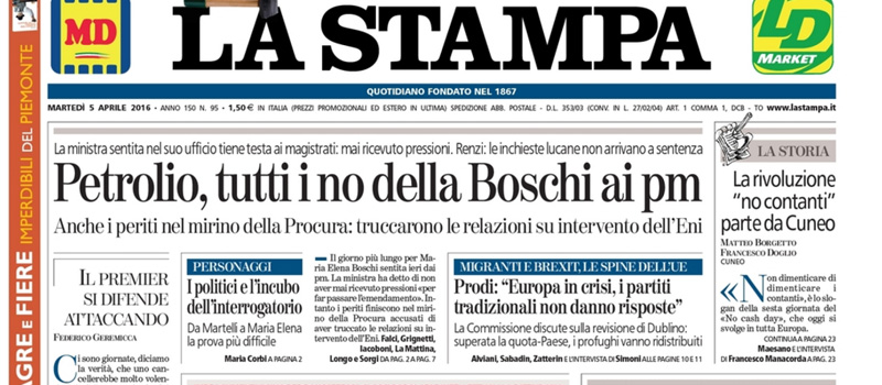 Le prime pagine di martedì 5 aprile 2016