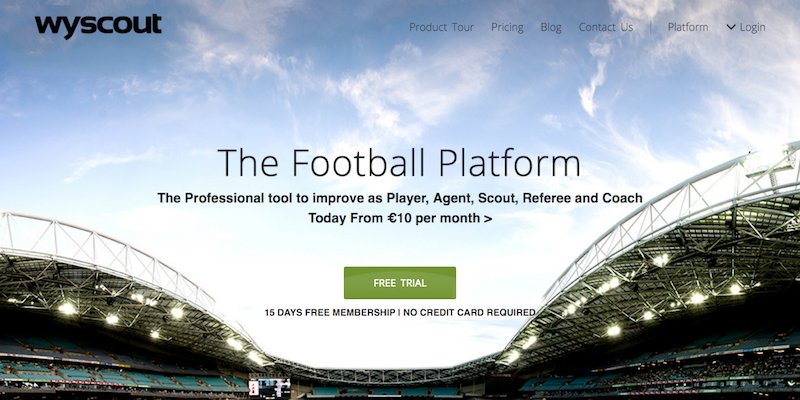 L'homepage di Wyscout