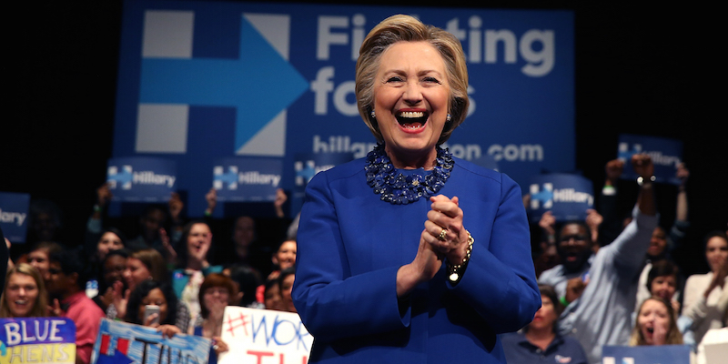 Hillary Clinton a un evento di campagna elettorale a Wilmington, Delaware, nell'aprile 2016. 
(Justin Sullivan/Getty Images)
