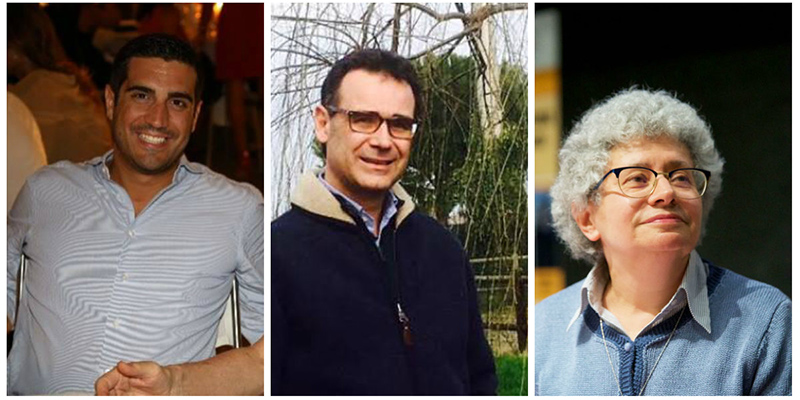 TRe dei cinque candidati sindaco a Ravenna: Michele de Pascale, Massimiliano Alberghini e Raffaella Sutter