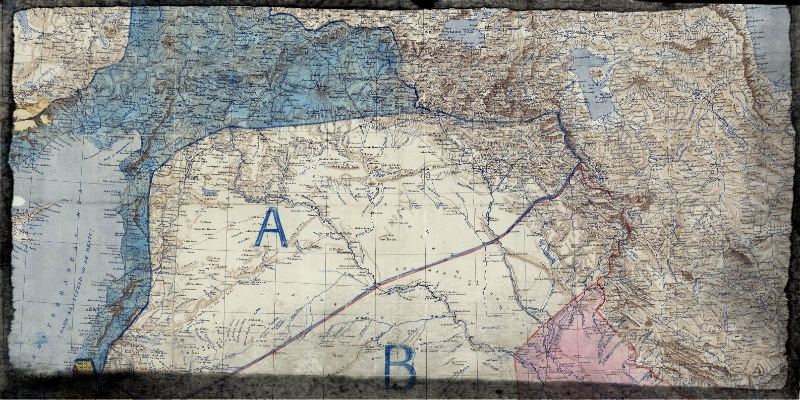 Una mappa del Medio Oriente inclusa nel carteggio tra George Picot e Mark Sykes (Royal Geographical Society)
