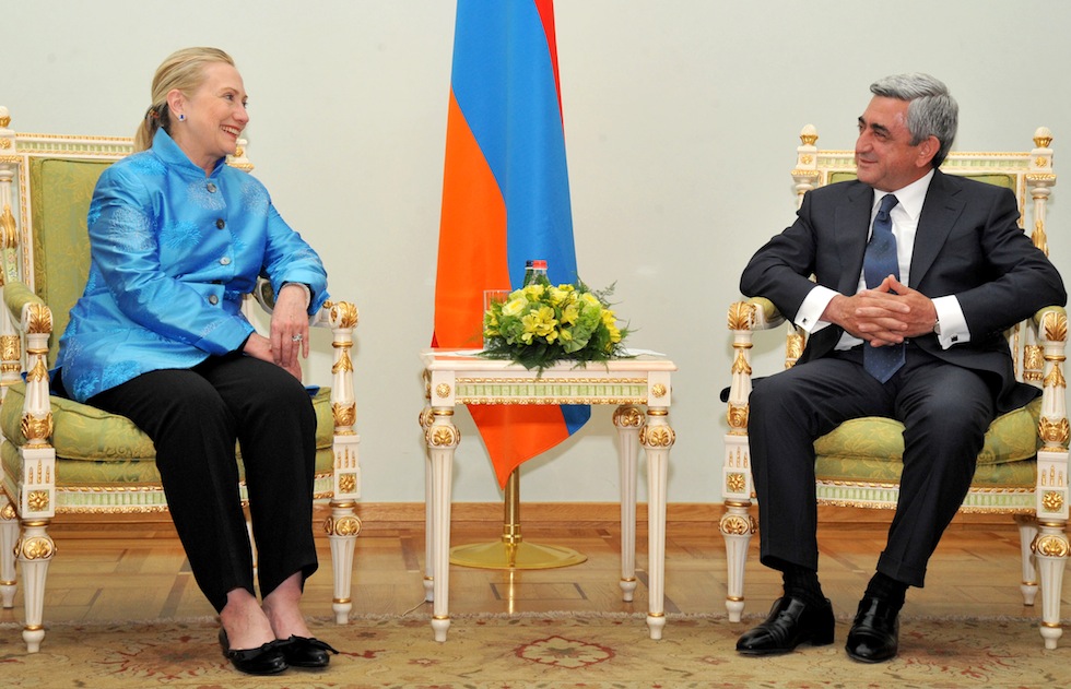 Armenian president Serzh Sarkisian (R) a