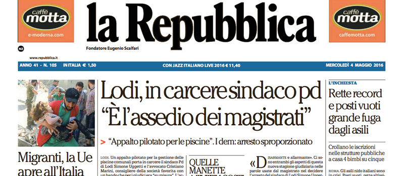 Le prime pagine di mercoledì 4 maggio 2016