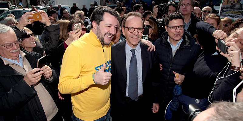 Matteo Salvini e Stefano Parisi a Milano. (ANSA/MOURAD BALTI TOUATI)