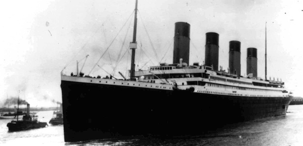 In this April 10, 1912 file photo the Titanic leaves Southampton, England. The tragic sinking of the Titanic nearly a century ago can be blamed on low grade rivets that the ship's builders used on some parts of the ill-fated liner, two experts on metals conclude in a new book. (AP Photo/FILE)