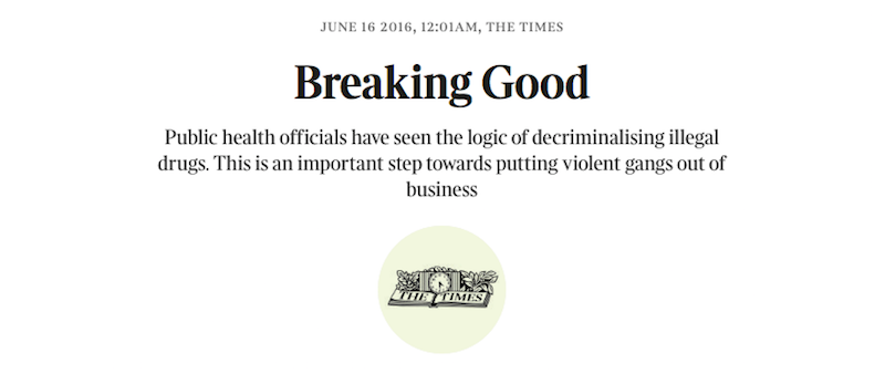 L'editoriale del Times sulla depenalizzazione dell'uso e del possesso delle droghe.