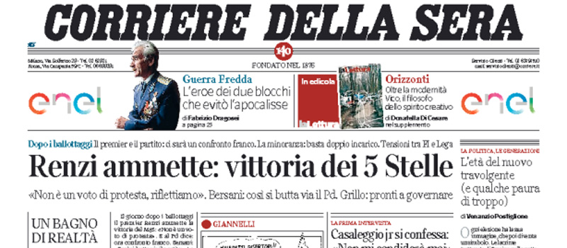 Le prime pagine di martedì 21 giugno 2016