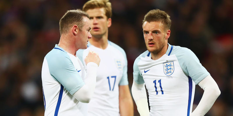 Wayne Rooney e Jamie Vardy (Clive Rose/Getty Images)