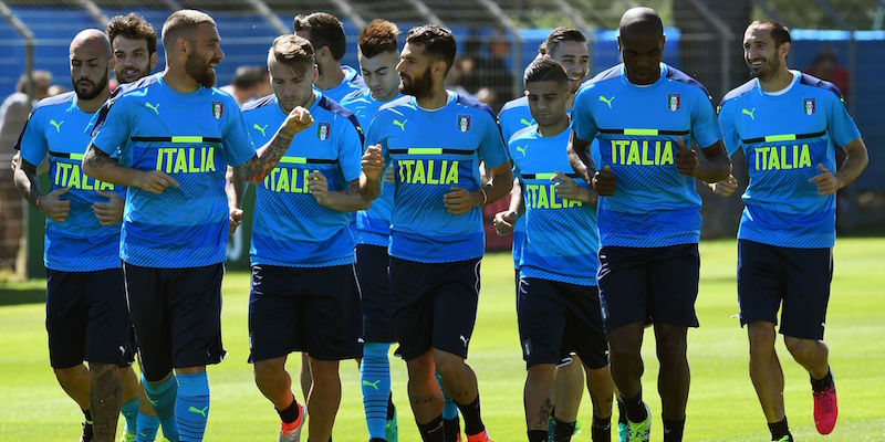 Un allenamento dell'Italia nel ritiro di Montpellier, nel sud della Francia (VINCENZO PINTO/AFP/Getty Images)