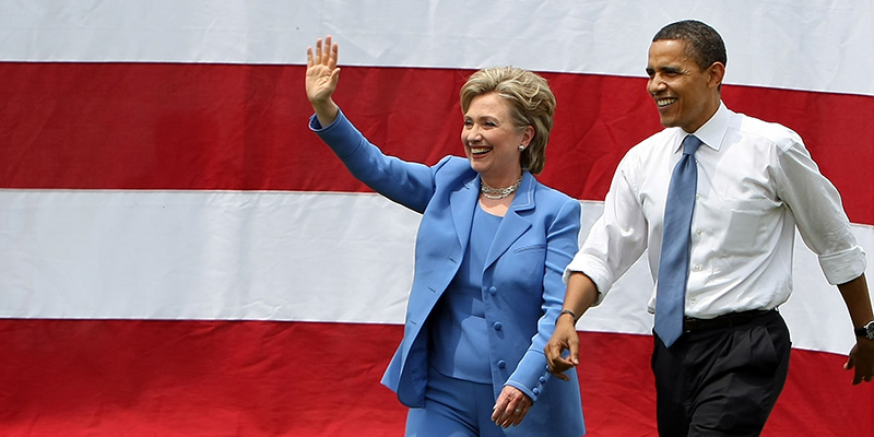 Barack Obama e Hillary Clinton, nel 2008 (Mario Tama/Getty Images)