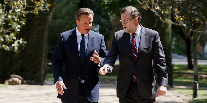 David Cameron e Mariano Rajoy a Madrid, nel 2015 (Pablo Blazquez Dominguez/Getty Images)