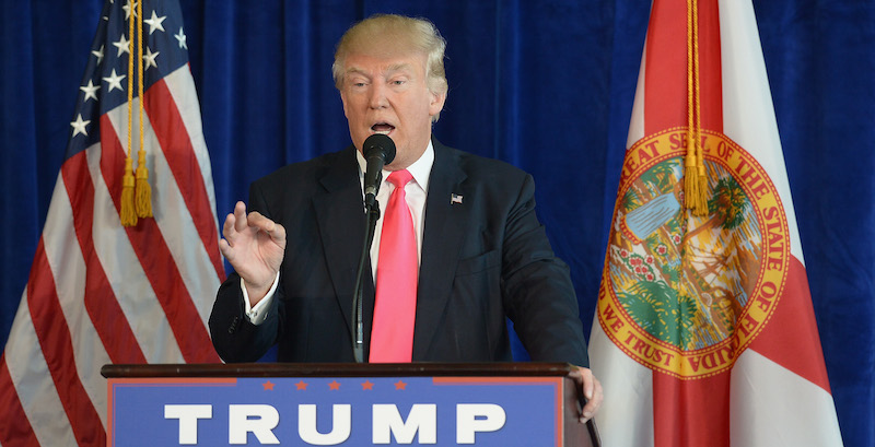 Donald Trump in conferenza stampa a Doral, in Florida
(Gustavo Caballero/Getty Images)