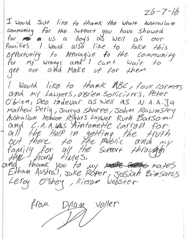 Dylan-Voller-letter