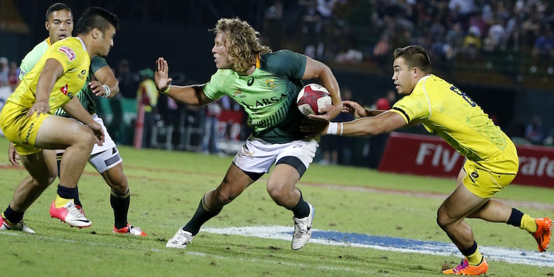 La finale delle Sevens World Series di Dubai fra Australia e Sud Africa (KARIM SAHIB/AFP/Getty Images)