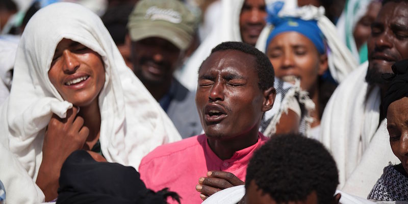 Una manifestazione in un paese vicino ad Addis Abeba (ZACHARIAS ABUBEKER/AFP/Getty Images)