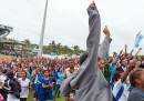 I festeggiamenti per la prima medaglia olimpica delle Fiji