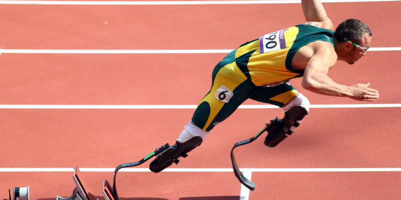 Oscar Pistorius alle Olimpiadi di Londra, il 4 agosto 2012 (Paul Gilham/Getty Images)