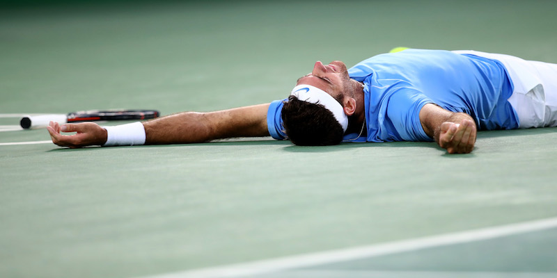 Juan Martin Del Potro dopo la vittoria in semifinale contro Rafael Nadal (Clive Brunskill/Getty Images)