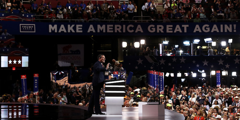 Ted Cruz alla convention dei Repubblicani a Cleveland (Win McNamee/Getty Images)