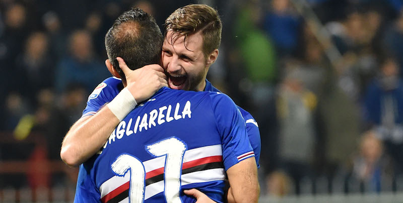 Fabio Quagliarella della Sampdoria dopo il gol segnato all'Inter (Getty Images/Getty Images)