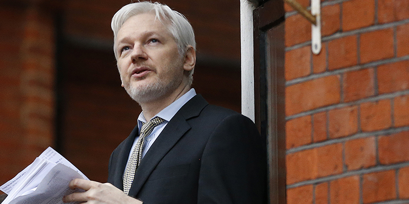 Julian Assange , Londra, 5 febbraio 2016 (AP Photo/Frank Augstein)