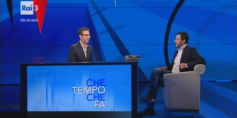 Matteo Salvini ospite della trasmissione "Che tempo che fa". (ANSA/TV/RAI TRE/ CHE TEMPO CHE FA)