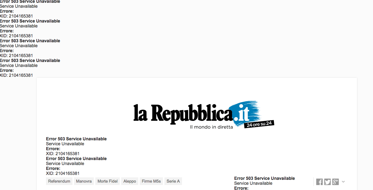 Il sito di Repubblica ha ripreso a funzionare