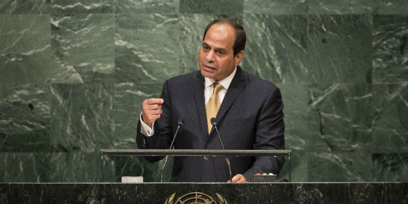 Il presidente egiziano Abdel Fatah al Sisi durante l'Assemblea generale delle Nazioni Uniti il 20 settembre 2016, a New York (Drew Angerer/Getty Images)

