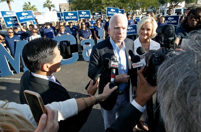 Sen. John McCain (R-AZ) Cast His Vote In The 2016 Presidential Election
